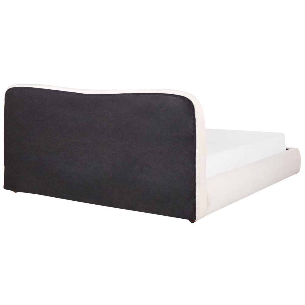 Letto contenitore Bianco Boucle Poliestere Tessuto 180 x 200 cm Design moderno e minimalista