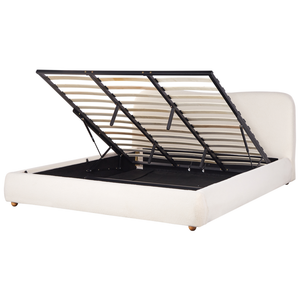 Letto contenitore Bianco Boucle Poliestere Tessuto 180 x 200 cm Design moderno e minimalista