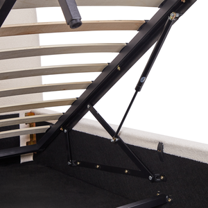 Letto contenitore Bianco Boucle Poliestere Tessuto 180 x 200 cm Design moderno e minimalista