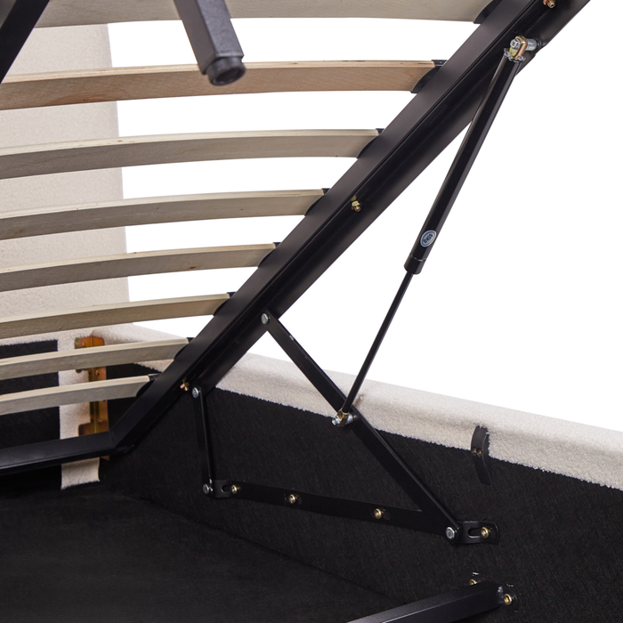 Letto contenitore Bianco Boucle Poliestere Tessuto 180 x 200 cm Design moderno e minimalista