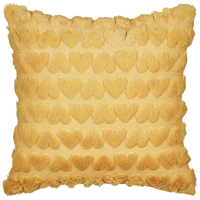 Set di 2 cuscini in poliestere ricamati con motivo a cuoricini giallo 45 x 45 cm morbida imbottitura