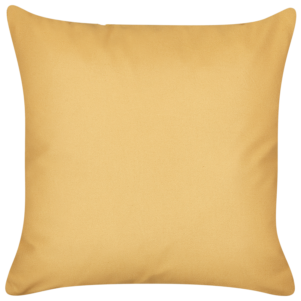 Set di 2 cuscini in poliestere ricamati con motivo a cuoricini giallo 45 x 45 cm morbida imbottitura