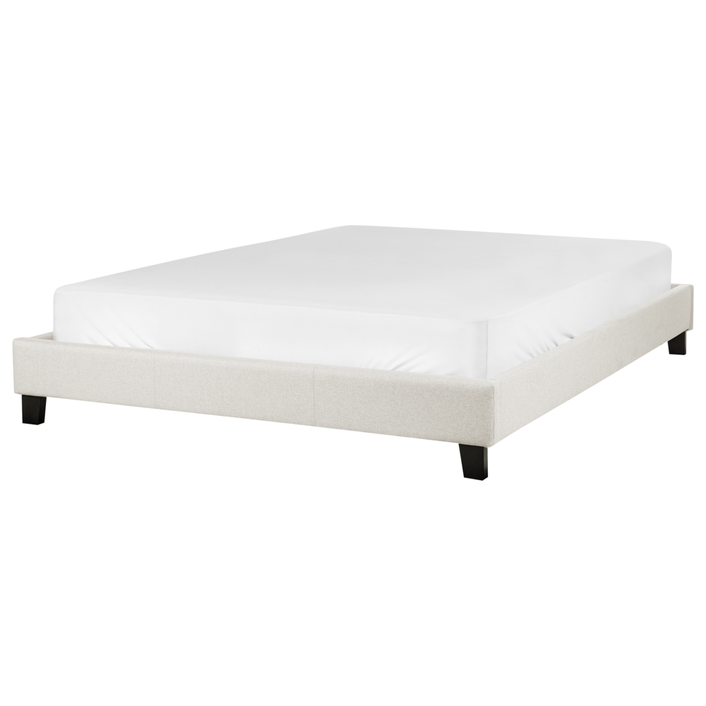 Letto 160 x 200 cm Rete a doghe in tessuto beige chiaro senza testiera