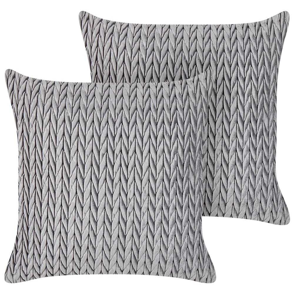 Set di 2 cuscini in tessuto di poliestere trapuntato grigio 45 x 45 cm elegante stile classico