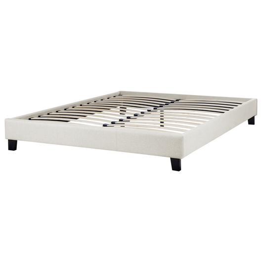 Letto 160 x 200 cm Rete a doghe in tessuto beige chiaro senza testiera