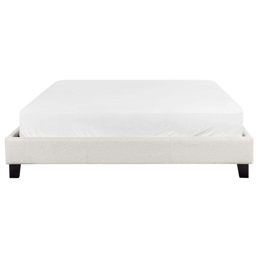 Letto 160 x 200 cm Rete a doghe in tessuto beige chiaro senza testiera