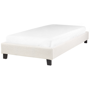 Letto singolo 90 x 200 in bouclé beige chiaro  con rete a doghe senza testiera