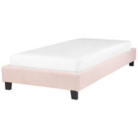 Letto singolo 90 x 200 cm in bouclé rosa chiaro con rete a doghe senza testiera
