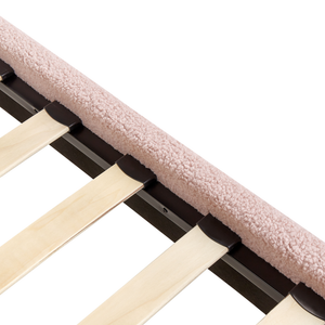 Letto singolo 90 x 200 cm in bouclé rosa chiaro con rete a doghe senza testiera