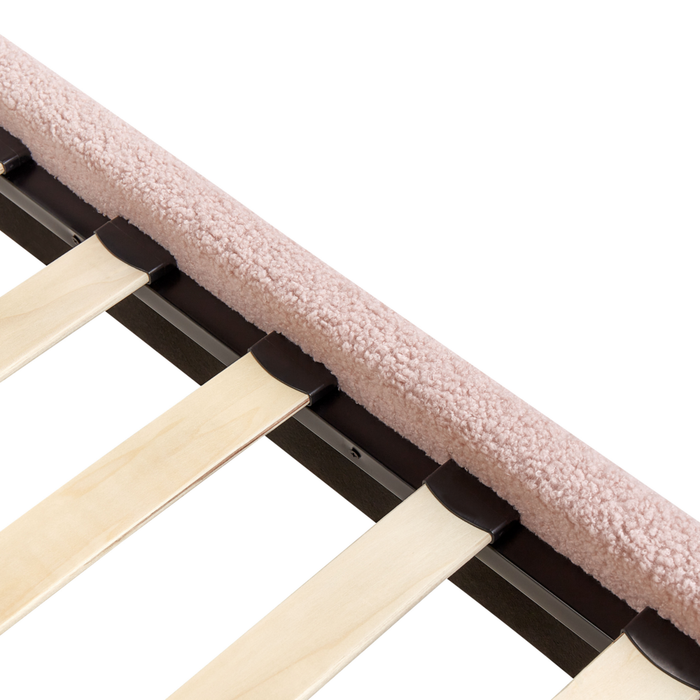 Letto singolo 90 x 200 cm in bouclé rosa chiaro con rete a doghe senza testiera