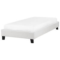 Letto singolo 90 x 200 in tessuto grigio chiaro con rete a doghe senza testiera