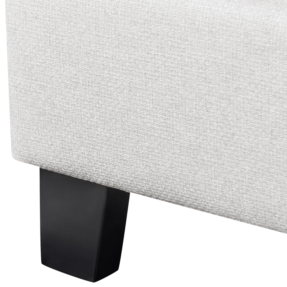 Letto singolo 90 x 200 in tessuto grigio chiaro con rete a doghe senza testiera