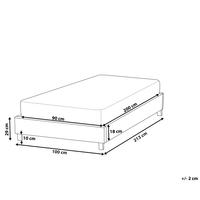 Letto singolo 90 x 200 in tessuto grigio chiaro con rete a doghe senza testiera