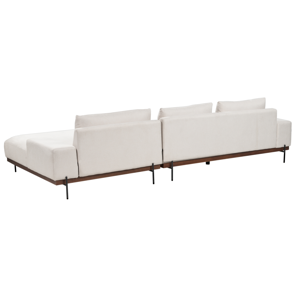 Divano angolare sinistro in tessuto Beige Tessuto Gambe in metallo 3 posti Stile minimalista