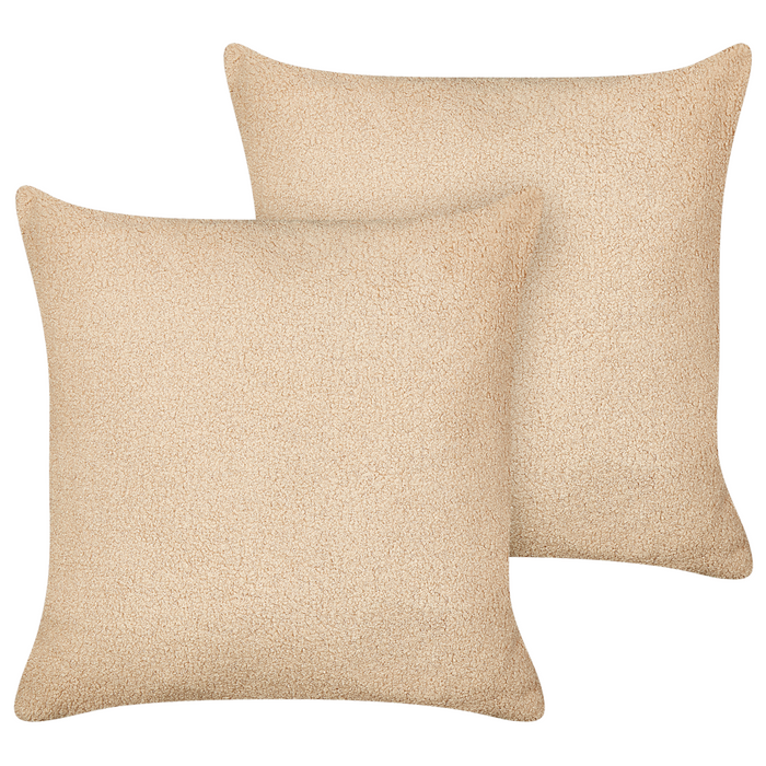 Set di 2 cuscini decorativi Sand Beige Boucle 45 x 45 cm fodera rimovibile con cerniera Accessori decorativi Boho
