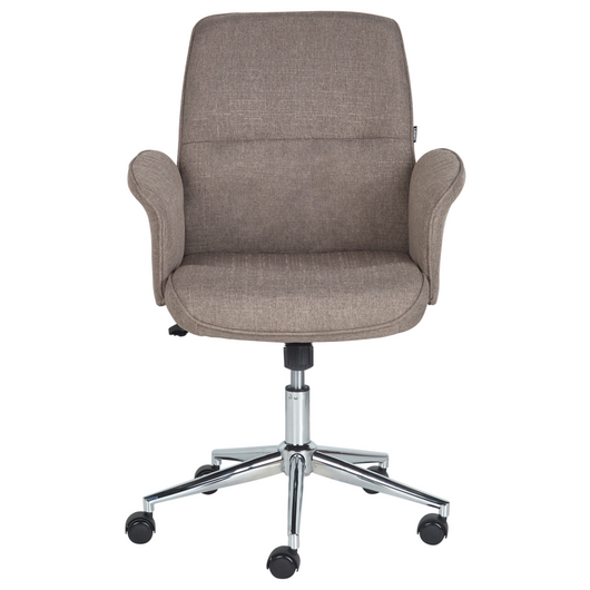 Sedia ufficio in materiale sintetico marrone struttura in metallo schienale regolabile e girevole ufficio