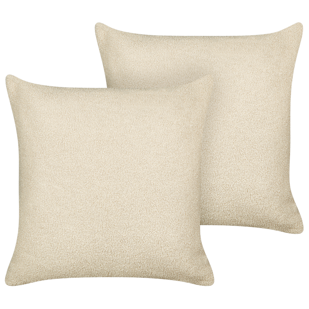 Set di 2 cuscini decorativi  Beige Boucle 45 x 45 cm fodera rimovibile con cerniera Accessori decorativi Boho