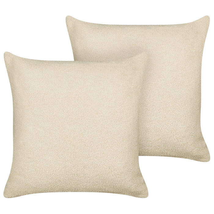 Set di 2 cuscini decorativi  Beige Boucle 45 x 45 cm fodera rimovibile con cerniera Accessori decorativi Boho