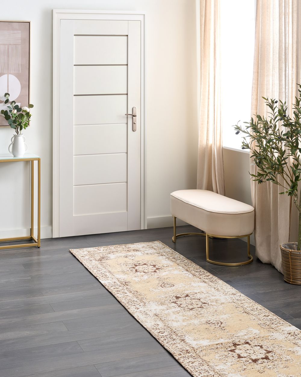 Tappeto Beige e Marrone 80 x 300 cm Orientale Soggiorno Camera da Letto