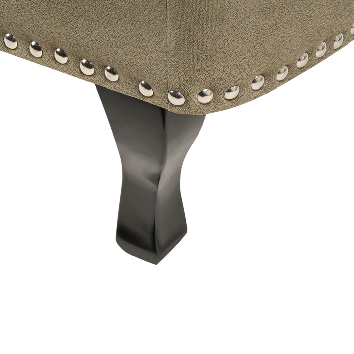 Chaise longue in velluto verde oliva versione destra Con Bottoni stile retrò