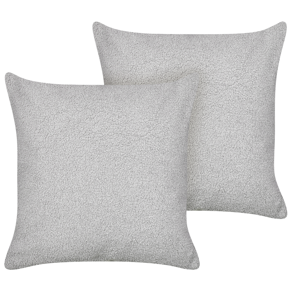 Set di 2 cuscini decorativi Grigio Boucle 45 x 45 cm fodera rimovibile con cerniera Accessori decorativi Boho