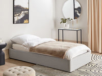 Letto singolo con contenitore in tessuto grigio chiaro 90 x 200 cm portaoggetti stile moderno