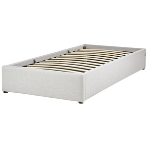 Letto singolo con contenitore in tessuto grigio chiaro 90 x 200 cm portaoggetti stile moderno