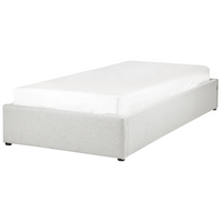 Letto singolo con contenitore in tessuto grigio chiaro 90 x 200 cm portaoggetti stile moderno