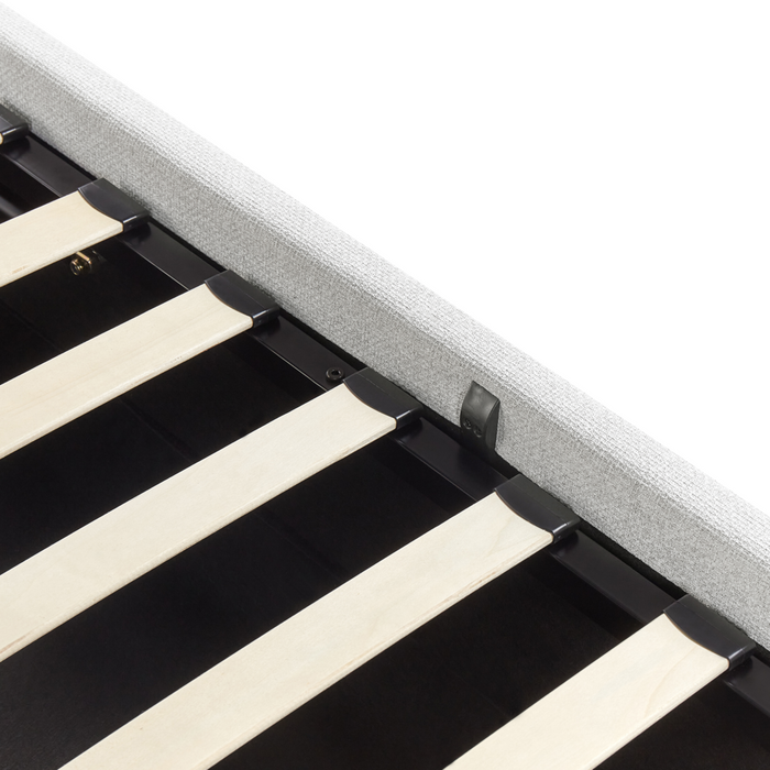 Letto singolo con contenitore in tessuto grigio chiaro 90 x 200 cm portaoggetti stile moderno