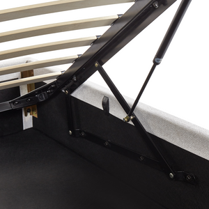 Letto singolo con contenitore in tessuto grigio chiaro 90 x 200 cm portaoggetti stile moderno