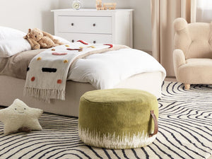 Pouf Bianco Verde Cotone 50 x 30 cm Gradiente Stampato Modello Decorativo Seduta fatta a mano Boho Stile Moderno Soggiorno Camera da Letto