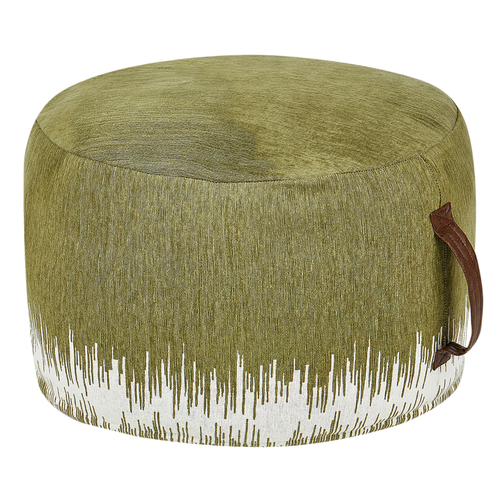 Pouf Bianco Verde Cotone 50 x 30 cm Gradiente Stampato Modello Decorativo Seduta fatta a mano Boho Stile Moderno Soggiorno Camera da Letto