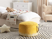 Pouf Bianco Giallo Cotone 50 x 30 cm Gradiente Stampato Modello Decorativo Seduta fatta a mano Boho Stile Moderno Soggiorno Camera da Letto