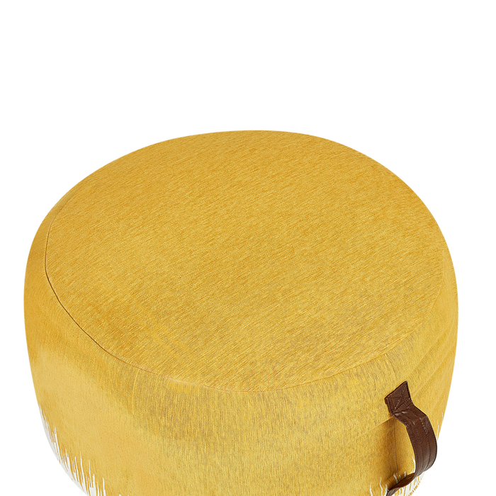 Pouf Bianco Giallo Cotone 50 x 30 cm Gradiente Stampato Modello Decorativo Seduta fatta a mano Boho Stile Moderno Soggiorno Camera da Letto