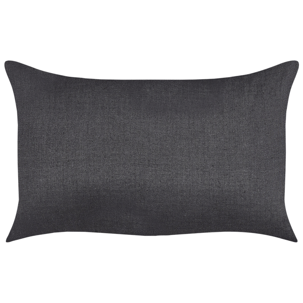 Set di 2 cuscini in lino e cotone nero sfoderabili con bottoni decorativi 30 x 50 cm soggiorno camera da letto