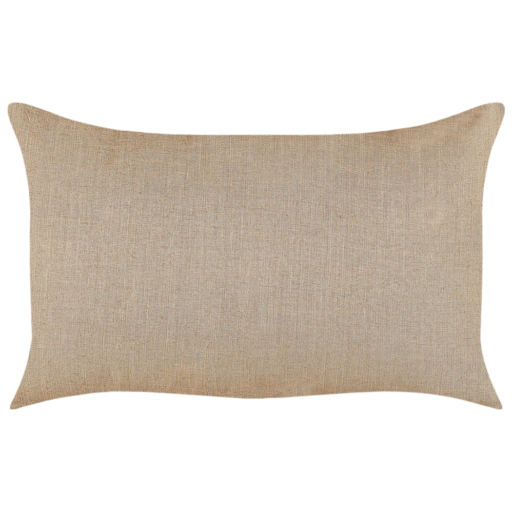 Set di 2 cuscini in lino e cotone beige sfoderabili con bottoni decorativi 30 x 50 cm soggiorno camera da letto