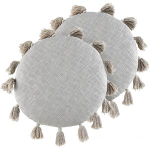 Set di 2 cuscini decorativi in cotone grigio da 45 cm con nappe Accessori decorativi moderni Boho
