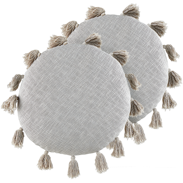Set di 2 cuscini decorativi in cotone grigio da 45 cm con nappe Accessori decorativi moderni Boho