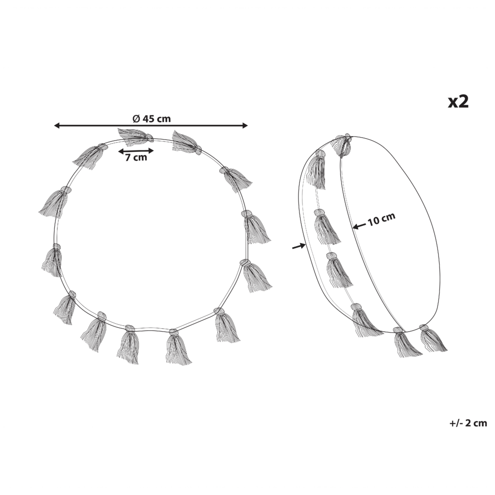 Set di 2 cuscini decorativi in cotone grigio da 45 cm con nappe Accessori decorativi moderni Boho