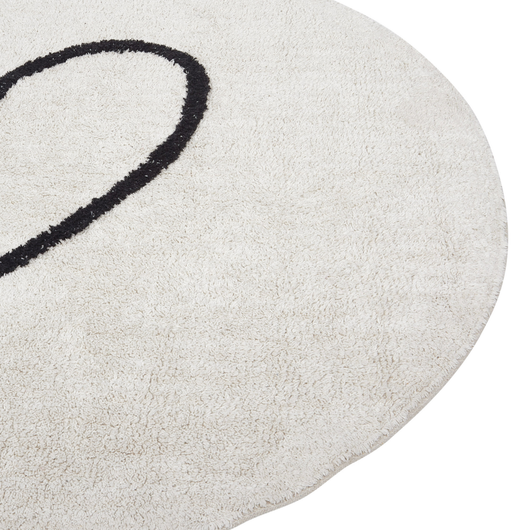 Tappeto beige e nero in cotone ø 140 cm rotondo con motivo a cuore in stile bohémien Soggiorno Bambini Camera dei bambini
