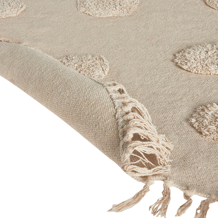 Tappeto Beige Cotone ø 140 cm Rotondo Nappe Decorative Stile Boho Soggiorno Bambini Camera dei Bambini