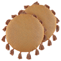 Set di 2 cuscini decorativi cotone arancione 45 cm rotondi con nappe accessori decorativi moderni boho