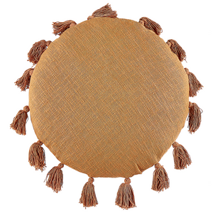 Set di 2 cuscini decorativi cotone arancione 45 cm rotondi con nappe accessori decorativi moderni boho