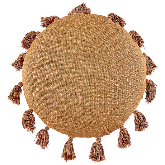 Set di 2 cuscini decorativi cotone arancione 45 cm rotondi con nappe accessori decorativi moderni boho