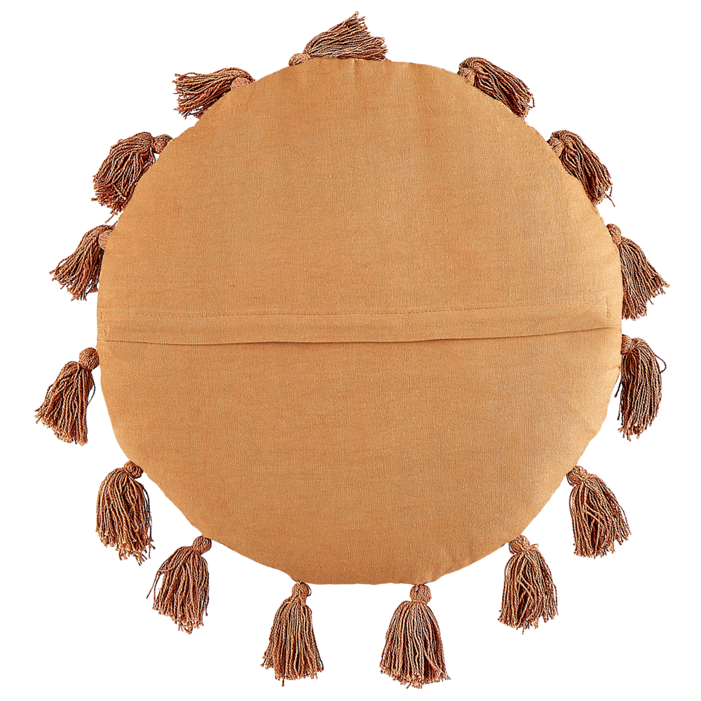 Set di 2 cuscini decorativi cotone arancione 45 cm rotondi con nappe accessori decorativi moderni boho