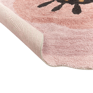 Tappeto Rosa Cotone ø 140 cm Rotondo Stile Boho Soggiorno Bambini Camera dei Bambini