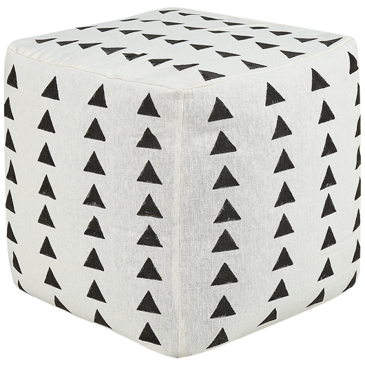Pouf in cotone bianco e nero 45 x 45 cm Seduta decorativa a motivi geometrici realizzata a mano in stile moderno Boho Soggiorno Camera da letto