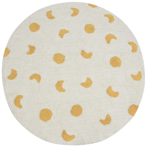 Tappeto in cotone beige chiaro e giallo ø 140 cm rotondo stile boho Soggiorno Bambini Camera dei bambini