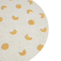 Tappeto in cotone beige chiaro e giallo ø 140 cm rotondo stile boho Soggiorno Bambini Camera dei bambini