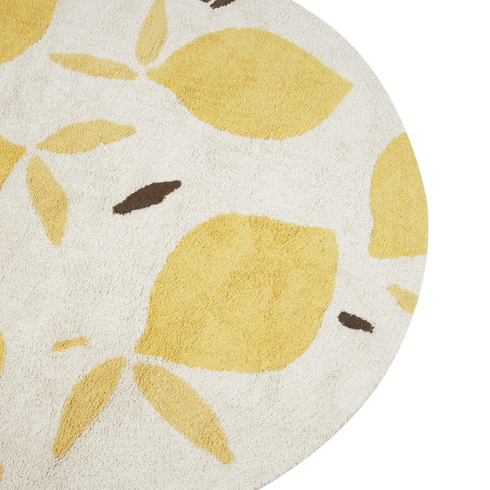 Tappeto in cotone beige chiaro e giallo ø 140 cm rotondo stile boho Soggiorno Bambini Camera dei bambini